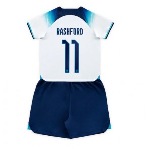 Anglia Marcus Rashford #11 Koszulka Podstawowych Dziecięca MŚ 2022 Krótki Rękaw (+ Krótkie spodenki)